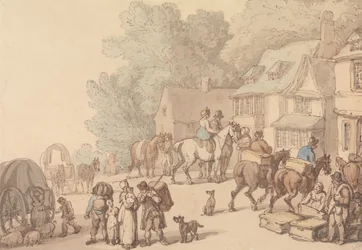 Scène devant une auberge
